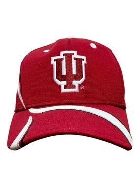 NCAA Red and White Indiana University Embroidered Velcro Back